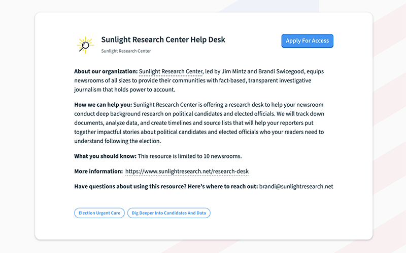 Screenshot of Knight Election Hub