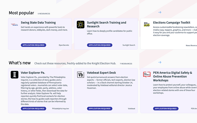 Screenshot of Knight Election Hub